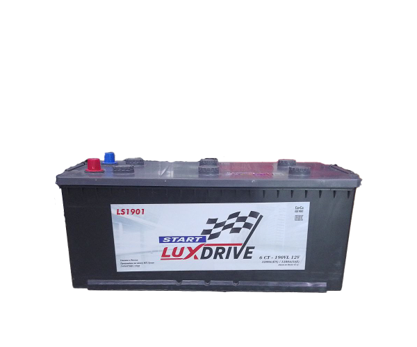 Аккумулятор, LuxDrive Start, 190 Ah, конус + переходник, прямая полярность, LS1904